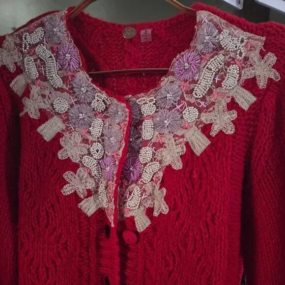 Free People One FP Pixie Cardi- Red sweater - L - NWT - Picture 4 of 5